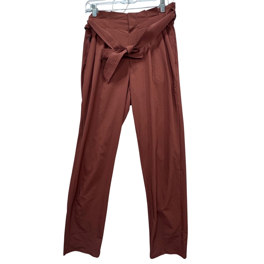 Athleta Skyline Pant II Womens 2 Spiced Cabernet Brown Paperbag Waist Tapered